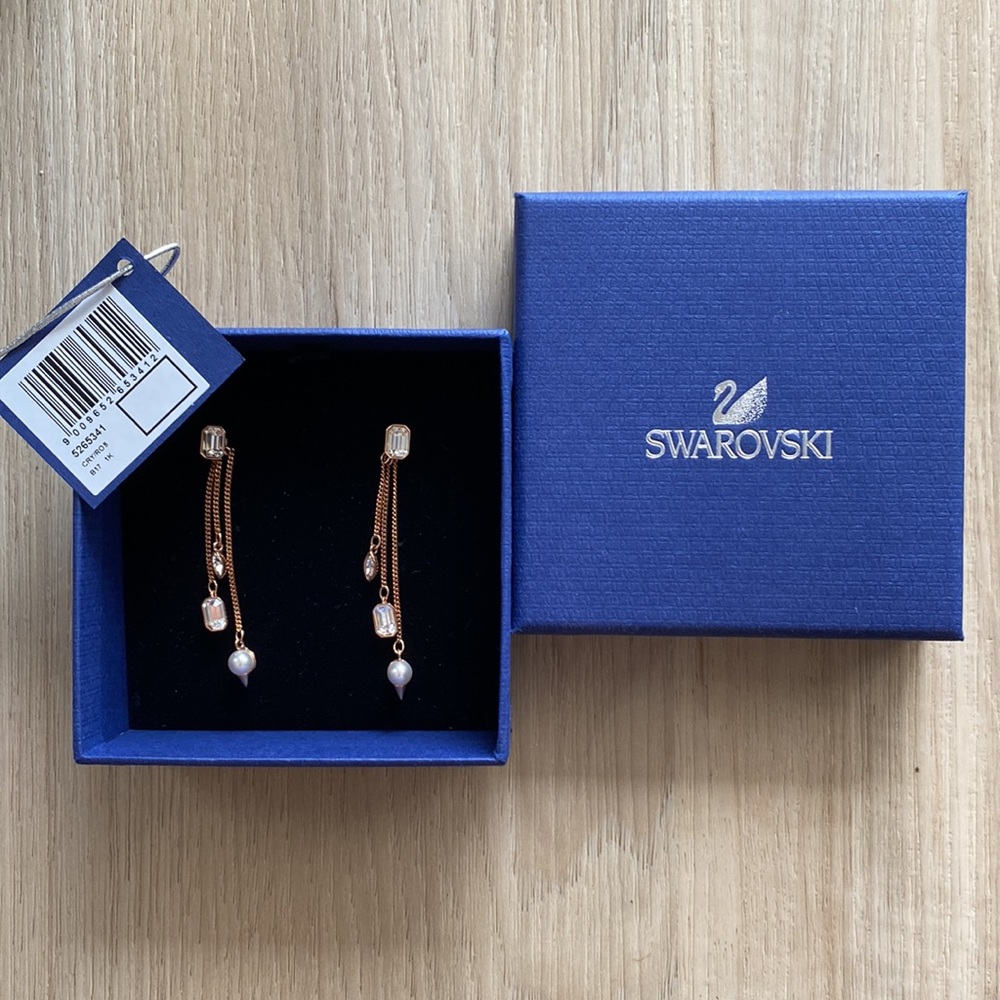 Brand new Swarovski Rose Gold earrings and ear jackets